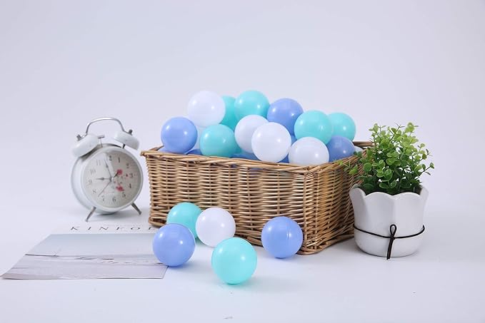 Ball Pit Balls for Toddlers 1-3, 300pcs Crush Proof Plastic Balls for Girls Ball Pit, BPA Free Non-Toxic Play Balls for Baby Pool, Playhouse, Tent, Also for Dogs & Pets, White Blue and Green