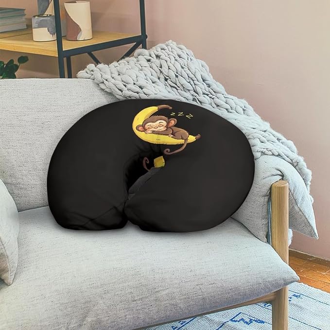 Banana Monkey Nursing Pillow Slipcover Sleeve, Breathable & Skin-Friendly Nursing Pillow Cover for Breastfeeding Mom, Pillow Not Included