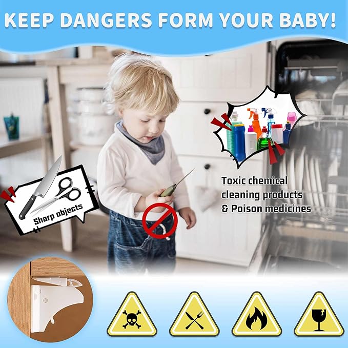 Baby Proofing Magnetic Cabinet Locks Kit (44 Pack) + 12 Magnetic Cabinet Locks & 3 Keys