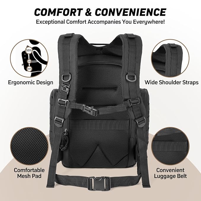 SHARKMOUTH Dad Diaper Bag Military - Large Baby Diaper Backpack with Changing Pad for Travel Camping Trips Park - Newborn Baby Shower Gifts Black