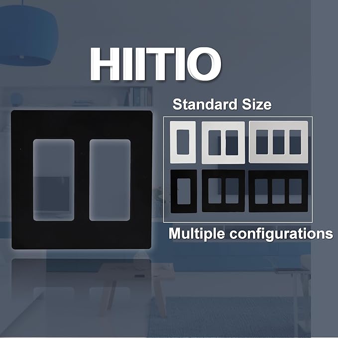 Wall Plates Screwless Design Outlet Covers Easy Installation Switch Plates Modern Look Electrical Outlets Pack of 5 Black