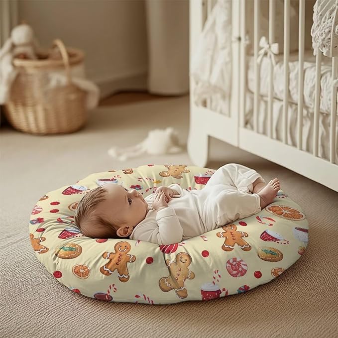Gingerbread Man Nursing Pillow Cover Breastfeeding Pillow Slipcover for Baby Boys & Girls Nursing Pillow Case for Newborn Soft Fabric Fits Snug On Infant Pillow Not Included