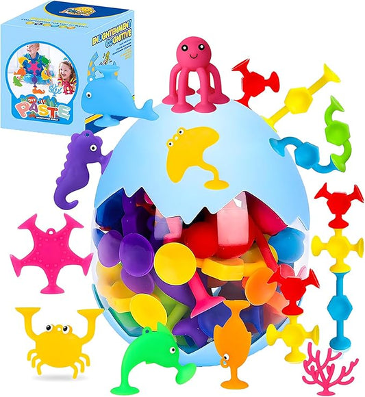 HYSZXUS Bath Toys - 27 PCS Suction Cup Toys Bathtub Toy Shower Toy for Kids Ages 4-8,Sensory Toys for 3 4 5 6 7 Year Old Boys Girls,Mold Free Bath Toy Travel Toy Easter Gifts