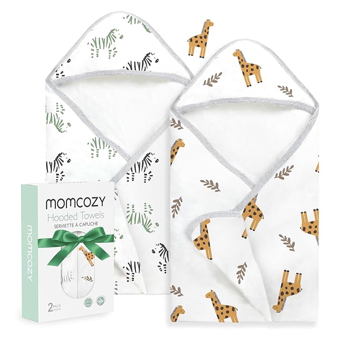 Momcozy Best Wishes Baby Towel with Hooded-Original Design Baby Towel Set -Soft & Absorbent- Shower Gifts or Bath Essential for Infant, Newborn, Toddler