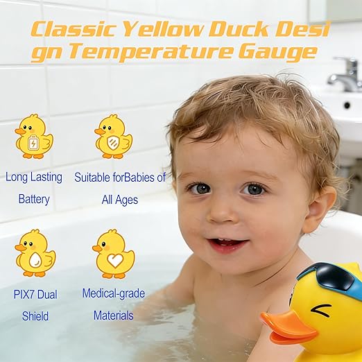 Baby Thermometer - Baby Bath Thermometer, Baby Bath Floating Toy Safety Temperature Water Thermometer Fun Floating Toy for Newborns (Diving-Goggles Duck) - Blue