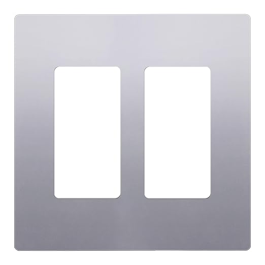 ENERLITES Elite Series Screwless Decorator Wall Plate Child Safe Outlet Cover, Gloss Finish, Size 2-Gang 4.68" H x 4.73" L, Unbreakable Polycarbonate Thermoplastic, SI8832-SV, Silver