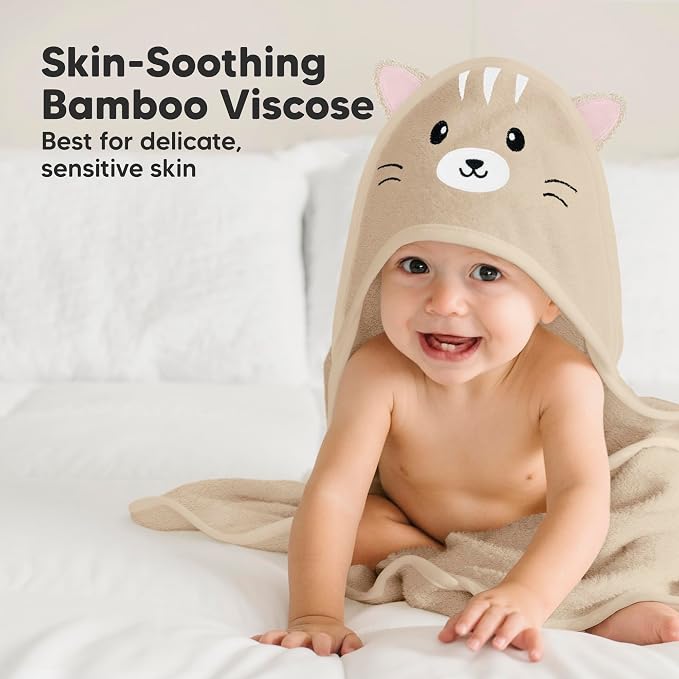 KeaBabies Baby Hooded Towel and Baby Hair Brush - Soft Bath Towels with Hood for Kids and Infant, Wooden Hairbrush with Soft Goat Bristles for Cradle Caps