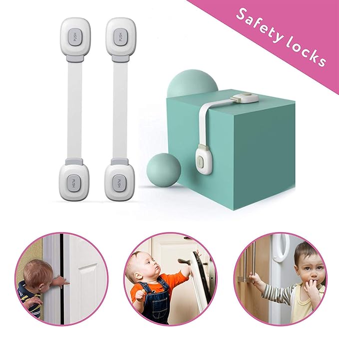 Baby Safety Cabinet Locks | Baby Proofing | Easy To Install | Cabinet Locks | Refrigerator Lock | Edge Protectors | Drawer Locks Child Safety | Door Locks for Kids | Door Latch (Locks and Corners)