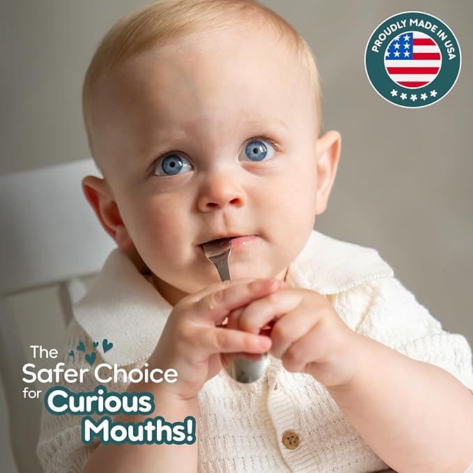 Kleynimals Arctic Friends Made in USA Baby Silverware ??100% Stainless Steel Baby Forks and Spoons, Non-Toxic, BPA-Free, Eco-Friendly, Dishwasher Safe ??Safe Utensils for Babies & Toddlers