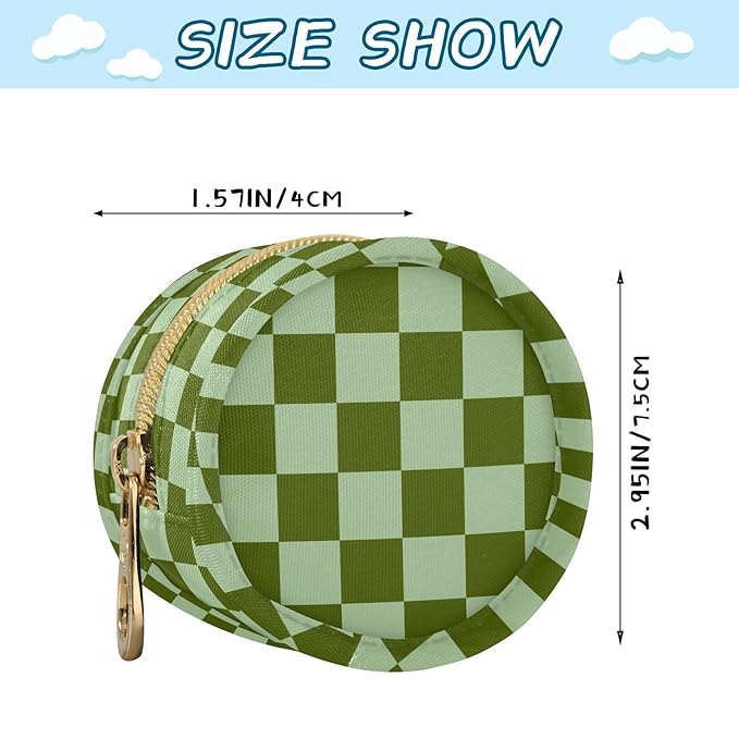 Green Checkerboard Plaid Pacifier Holder Case Newborn Pacifier Storage Pouch for Boys Girls Easy Attach to Diaper Bag Portable Baby Essentials Container