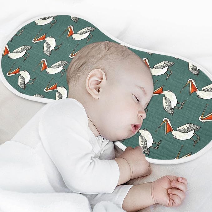 Muslin Burp Cloths for Baby Boys and Girls - 1-Pack Ultra Absorbent Funny Pelican Muslin Washcloths, Newborn Towel, Milk Spit Up Rags, Burp Cloth Bib for Unisex, 22 x 11 Inch