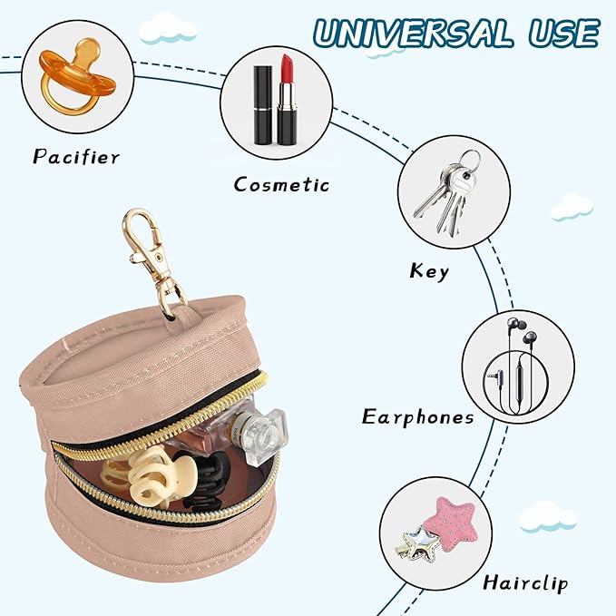 Dusty Rose Pacifier Holder Case for Newborns Portable Travel Pacifier Storage Container for Diaper Bags