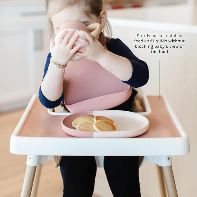 Yeah Baby Goods Silicone Baby Bib for Unrestricted Movement – Waterproof, Adjustable Toddler Silicone Bib with Food Catcher