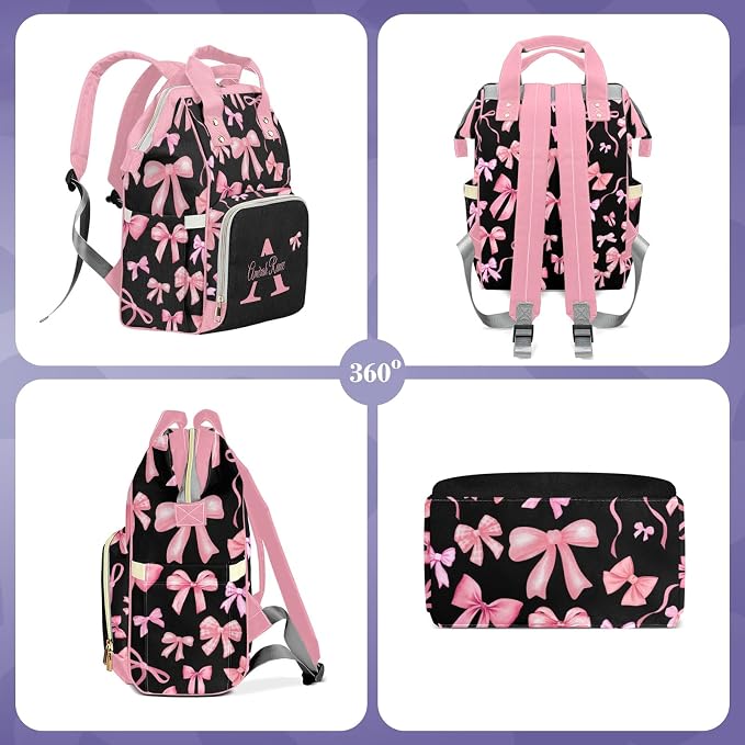 Custom Baby Diaper Bag with Name, Personalized Diaper Backpack for Mom, Waterproof Travel Bag for Girl or Boy Gift