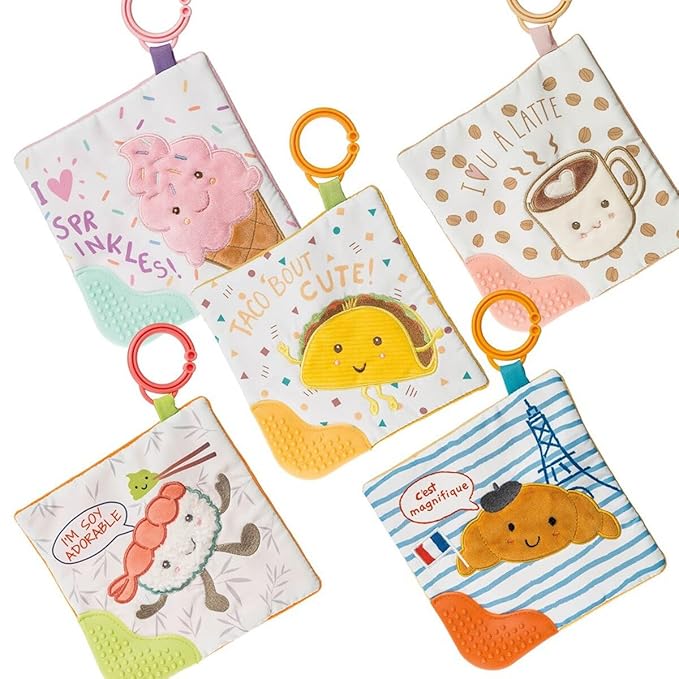 Mary Meyer Sweet Soothie Crinkle Teether Toy with Baby Paper and Squeaker, 6 x 6-Inches, Chippy Cookie
