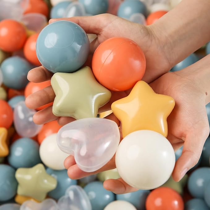 TRENDPLAY Ball Pit Balls Star and Heart Shapes for Toddlers - 50 100 200 500 Count Plastic Balls for Ball Pit Fun and Play