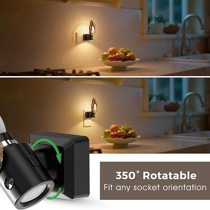 L LOHAS LED Night Light, Night Lights Plug into Wall, Agate Nightlight Rotating 350°, Dimmable Dusk to Dawn Sensor, Healing Stone Agate Decorative Nightlight for Bedroom,Living Room[2 Pack]