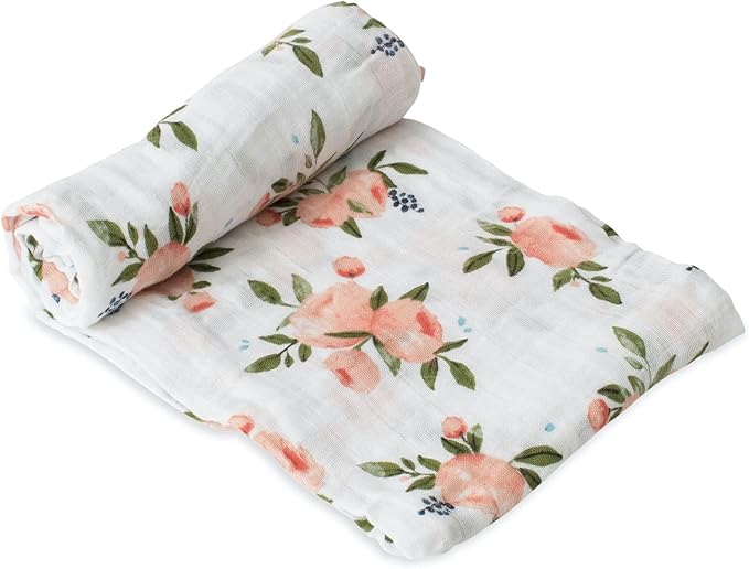 Little Unicorn Premium Cotton Swaddle Baby Blanket | Breathable Fabric | for swaddling, Play, Nursing & More (Watercolor Roses)
