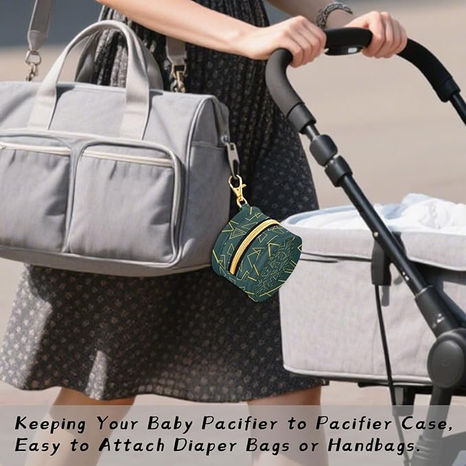 Triangle Polyester Pacifier Holder Case Portable Container Accommodate Baby Binky Cover Pouch Pacifiers Storage Case with Circular Buckle