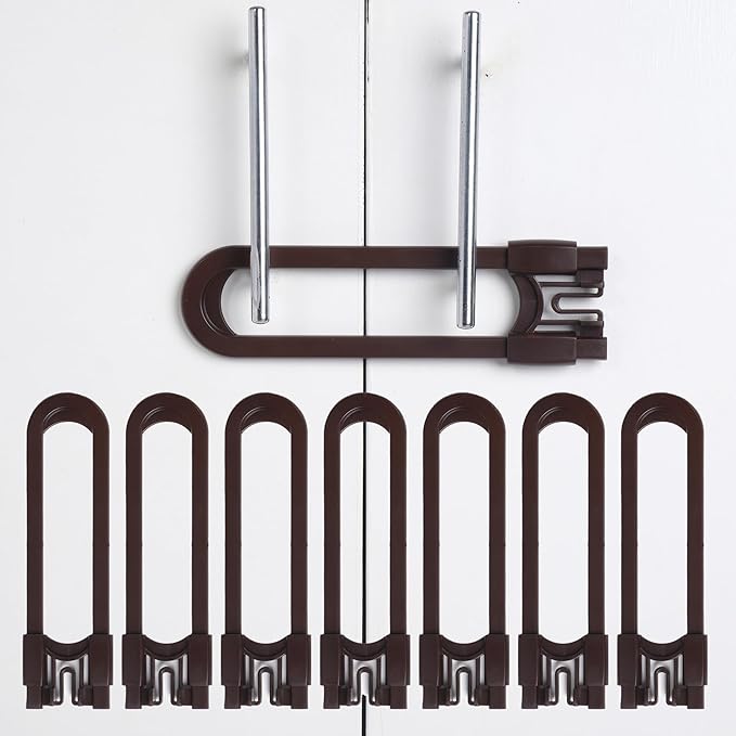 Sliding Cabinet Locks Baby Proofing ??Adjustable Child Safety Latches for Knobs & Handles ??8 Pack ??No Adhesive Drilling or Tools - Brown