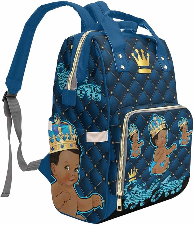 M YESCUSTOM Custom Diaper Bag Backpack for Women Personalized Tote Bag Travel DayPack for Nappy Mommy Bag Mother's Day Gift Blue