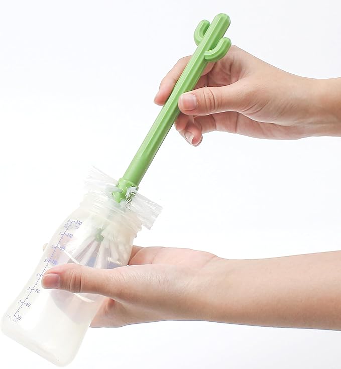Cactus Bottle Brush Set, Full-Angle Straw Detail Brushes Cleaning Cleaner Washer Tool Kit with Stand Holder Multifunctional for Washing Baby Breast Pump Nipple Essentials Kitchen Decor Replacement