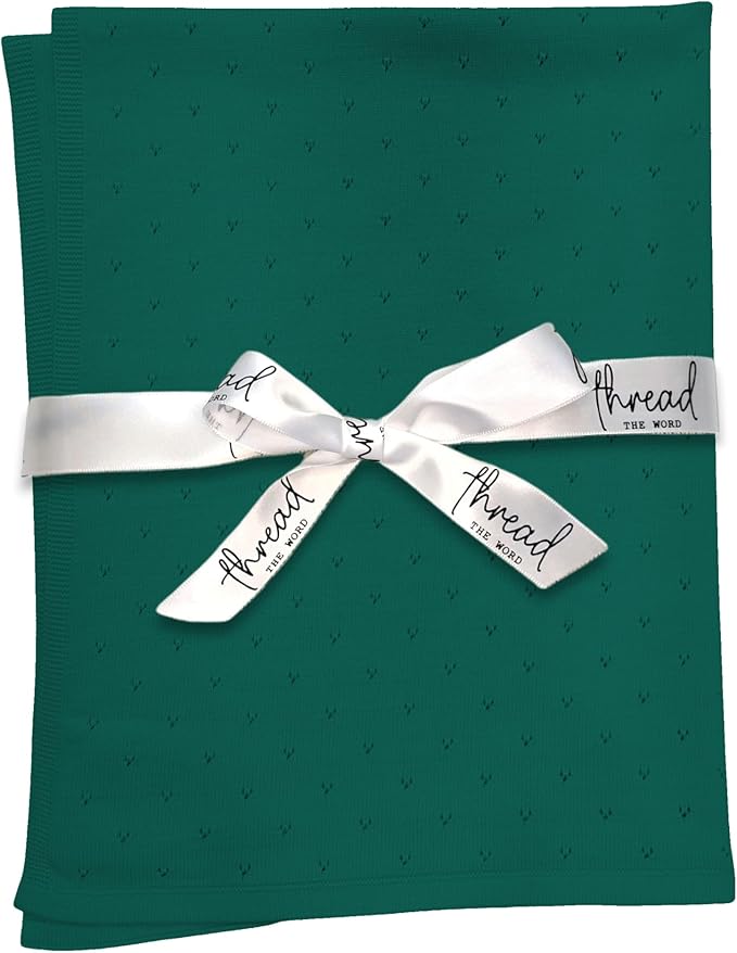 The Heirloom Blanket - 100% Organic Cotton Baby Blanket, American Made, 30x40in - Bassinet, Crib, Stroller - Gift Registry Baby Shower for Newborns and Kids (Forest Green)