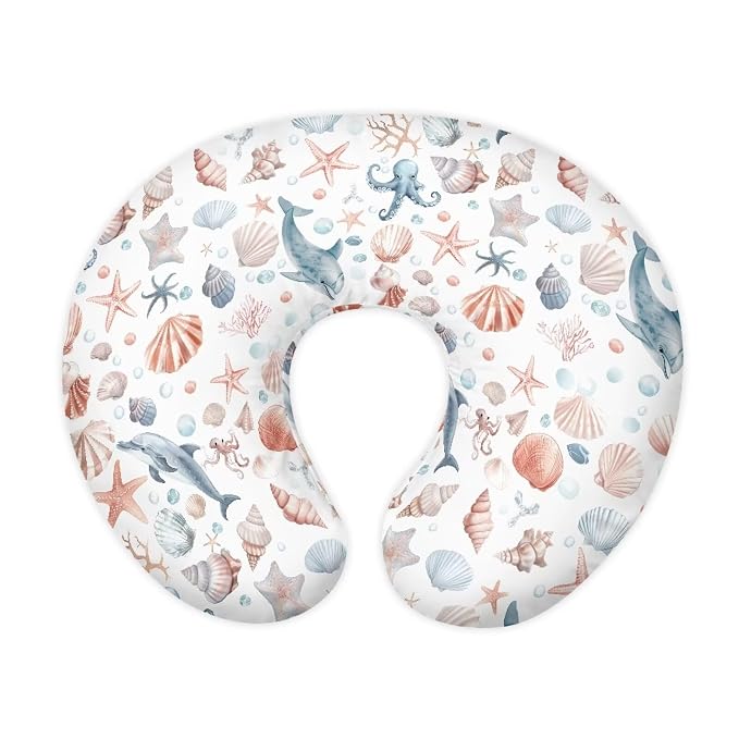 Dolphin Starfish Baby Fashion Nursing Pillow Cover Baby Breastfeeding Slipcover Newborn Safety and Comfy Cover for Daily Life, 1 Pack