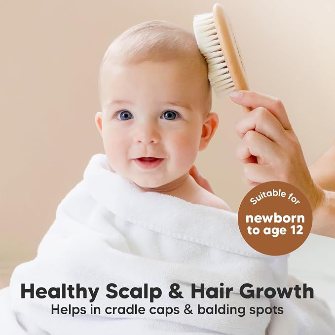KeaBabies Baby Hooded Towel and Baby Hair Brush - Soft Bath Towels with Hood for Kids and Infant, Wooden Hairbrush with Soft Goat Bristles for Cradle Caps