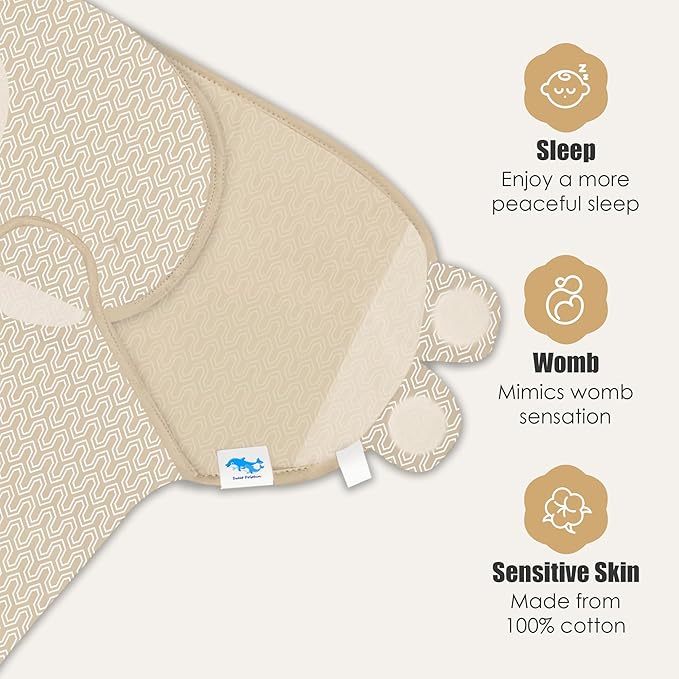 SWEET DOLPHIN 3-Pack Baby Swaddle Sleep Sacks - Newborn Swaddle Blanket with Soft Cotton - Ergonomic Wrap for Boys and Girls, 0-3 Months, Brown