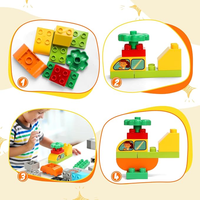 Creative Building Blocks - 116 Pieces Large-Size Blocks, Build Train Animal, Ideal STEM Toy for 3 Year Old Kids