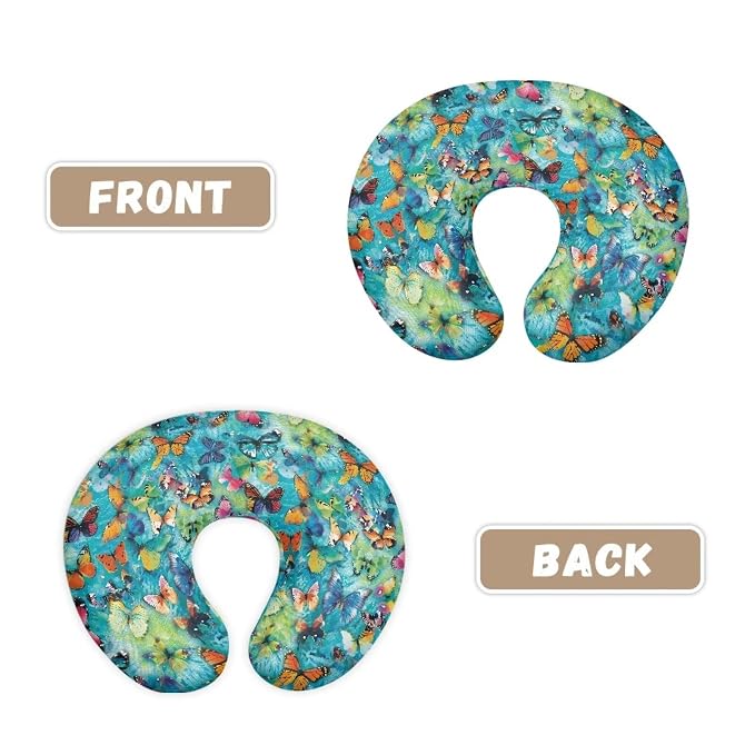 Colorful Butterfly Nursing Pillow Cover Slipcover for Breastfeeding Pillows, Colorful Butterfly Fits On Standard Infant Nursing Pillows Quick-Dry Fabric