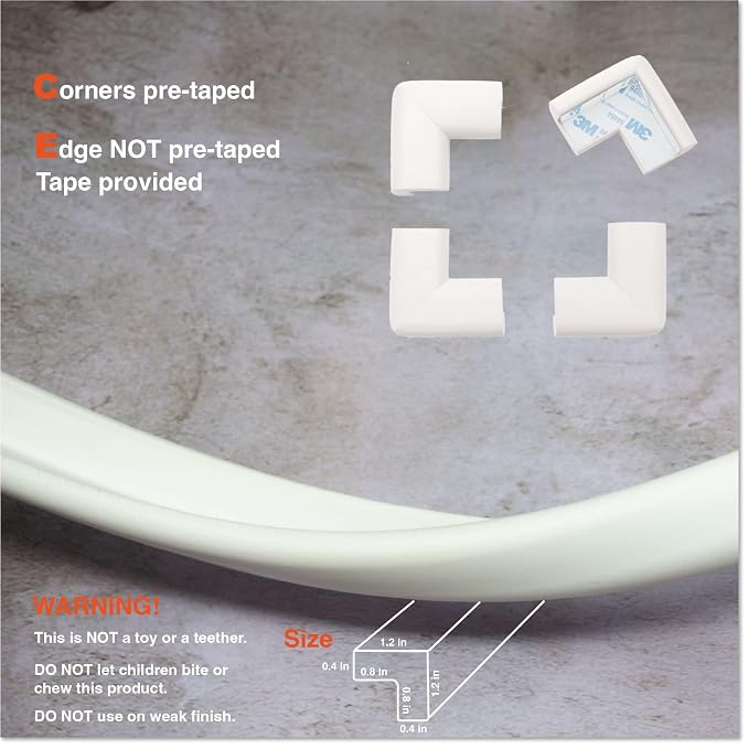 18ft Edge 12 Corners - Bundle & Save - RovingCove HeftyFit Edge Corner Guards, Oyster White