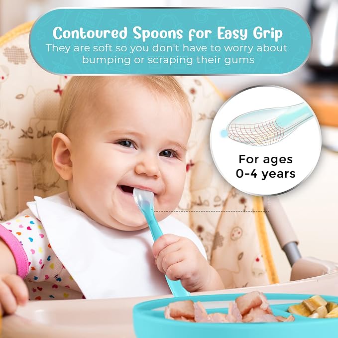 Sperric Silicone Suction Plate for Baby - 100% Food Grade Silicone Divided Plate | Toddler Self Feeding Training Suction Plate Set | BPA-Free, Microwave & Dishwasher Safe Stay Put Plates (Blue)