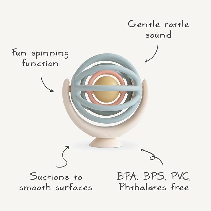 mushie Suction Spinner Ball Toy | Toddler Sensory Toys for Bath & Play
