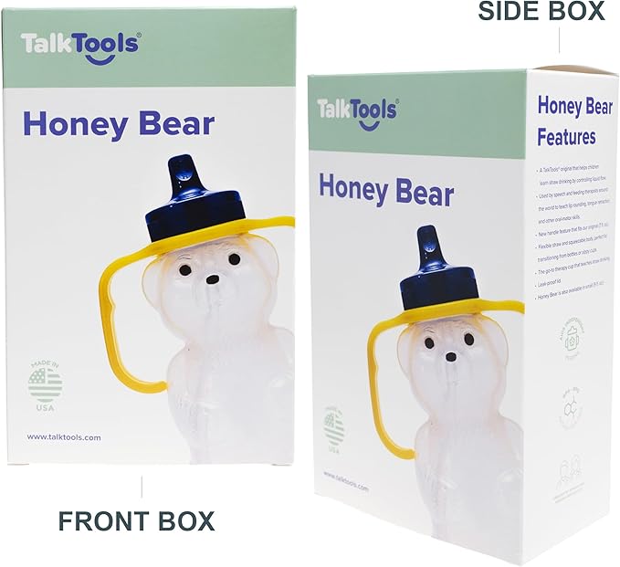 TalkTools Honey Bear Straw Cup with Handle, 7oz ??Soft Straw Trainer for Babies & Toddlers 4+ Months ??Easy-Grip, Dishwasher Safe (2pack)