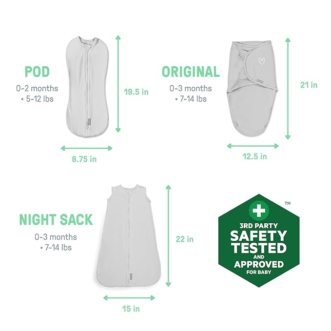 SwaddleMe by Ingenuity Comfort Pack Baby Swaddle Set, Size 0-3 Months, 5-14 Pounds, SwaddleMe Pod, Original Swaddle, Night Sack, 3pk - Mountaineer