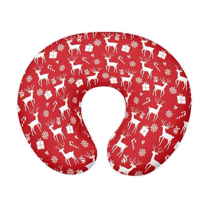 Christmas Reindeer Nursing Pillow Case for Newborn Babies Portable Comfortable Breastfeeding and Bottle Feeding Pillow Support Cover for Living Room Sofa Decor