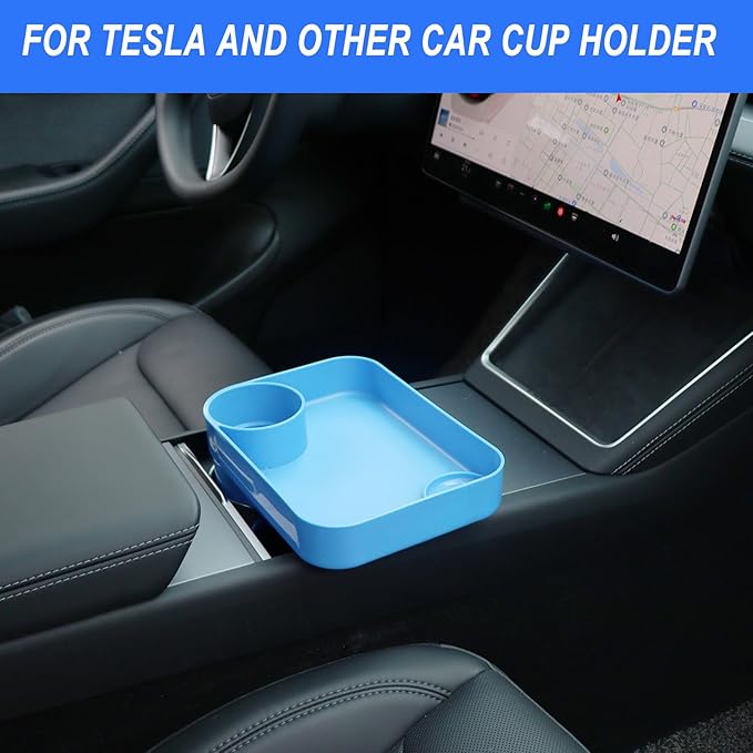 Car Seat Snack Tray for Kids, Mess-Free Square Travel Tray Cup Holder Snack Tray, Durable Car Food Tray for Toddlers, Universal Fit Kids Travel Road Trip Essentials (blue)