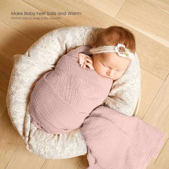 lulumoon Muslin Swaddle Blankets for Baby: Cotton & Soft Receiving Blanket for Newborn with Branche Printed- Neutral Gift for Baby Shower 2pack(Bunny)