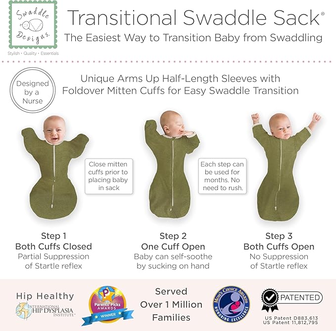 Amazing Baby Transitional Swaddle Sack, Arms Up Half-Length Sleeves & Mitten Cuffs, Swaddle for Newborn Transition to Baby Sleep Sack Wearable Blanket, Small, 0-3 Month, 6-14 lb, On Safari
