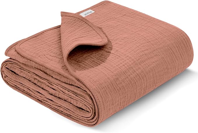 Muslin Swaddle Blankets, Swaddle Blanket for Baby Girls and Boys, Baby Essentials, Suitable for Neutral Newborns and Crib Essentials, Large 40 x 36 inches (Dusty Rose)