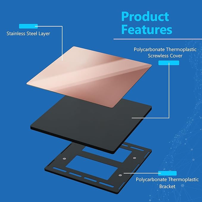 LIDER Double Blank Screwless Metal-Surface Wall Plate, Temperature and Impact Resistant, Stainless Steel, Modern Decoration Upgrade, Mid-Size 2-Gang 4.88??x 4.92?? Polished Rose Gold