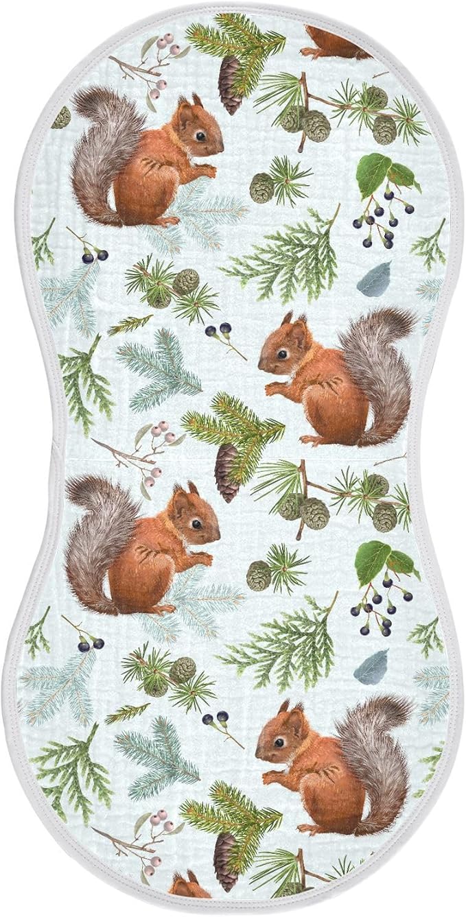 vvfelixl Baby Burp Cloths Forest Squirrels Baby Newborn Cotton Burping Cloths Set Baby Washcloths 4 Pack Blue