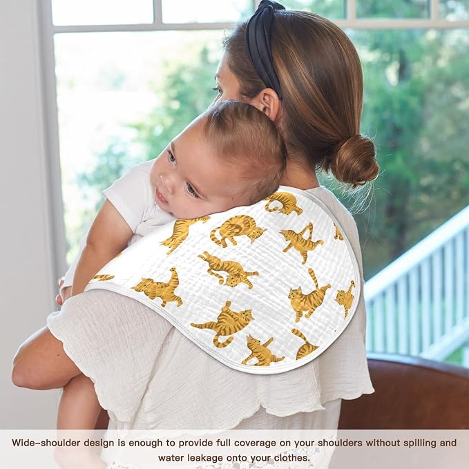Yoga Tabby Cat Muslin Burp Cloths for Baby 1 Pack Soft 100% Cotton Super Absorbent Baby Washcloths Bibs for Boy Girl