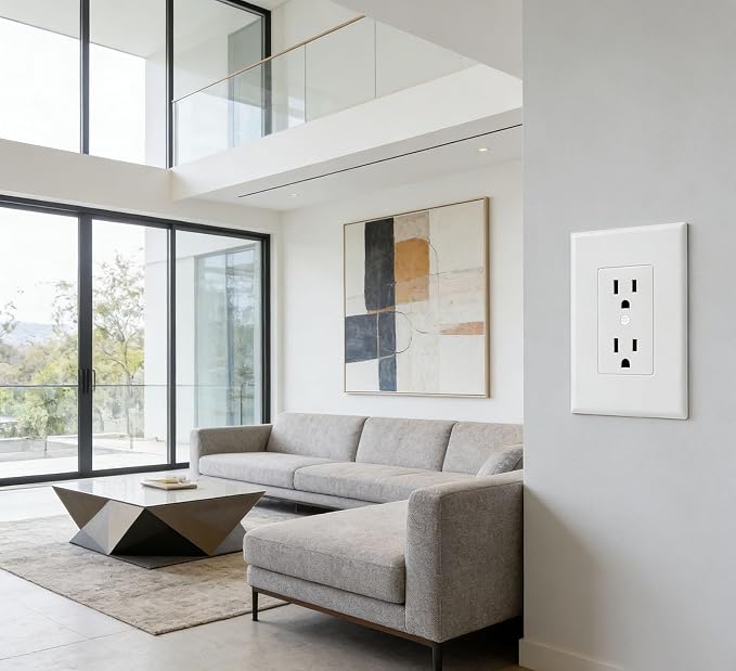 ZEFTV 20 Pack Duplex Outlet Covers Wall Plates 1-Gang Switch Outlet Electrical Cover Plate Unbreakable Thermoplastic Faceplate for Light Receptacle Outlet Switch, White