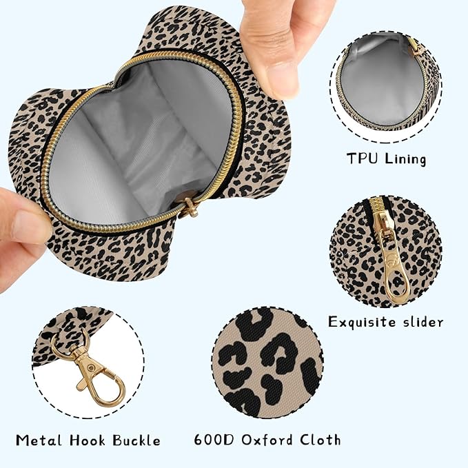 Leopard Brown Black Pattern Pacifier Holder Pacifier Case Portable Baby Paci Container Box with Clip Handle Baby Stroller Diaper Bag Essentials