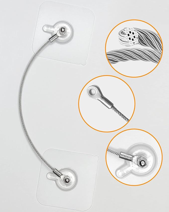10 Pack, 20 inches Furniture Anchors Kit for Baby Proofing, Adhesive TV Safety Straps Use to Prevent Falling and Anti Tip, No Drill Dresser Or Cabinet to Wall Anchors (xicveiuz)