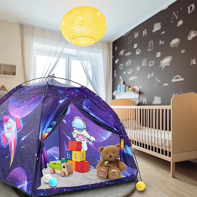 Space World Kids Play TentSpaceship Tent for Kids, Foldable Pop Up Indoor Outdoor Party Spaceship Playhouse Tent Toy for Boys Girls-47 * 47 * 41 (Dark Purple)