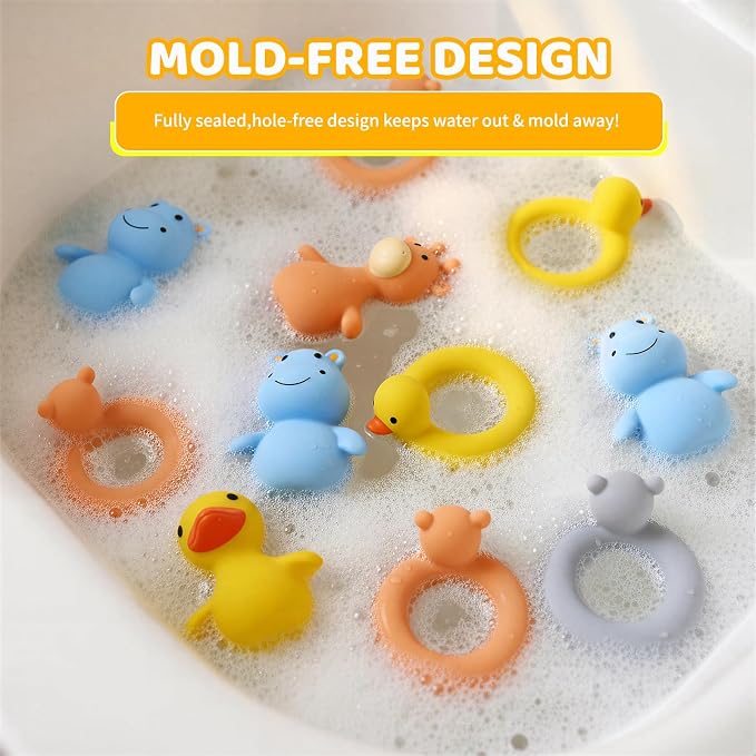 Tiny Marvels Baby Bath Toys for 6 Months & Up, Mold Free No Hole Bath Toys, BPA Free Floating Toddler Bath Toys, Safe Kids Bath Toys for Tub & Pool